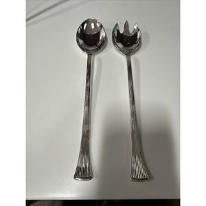 Salad Server Set Cutlery Fork Spoon‎ Italian Silver Plated MCM Hostess